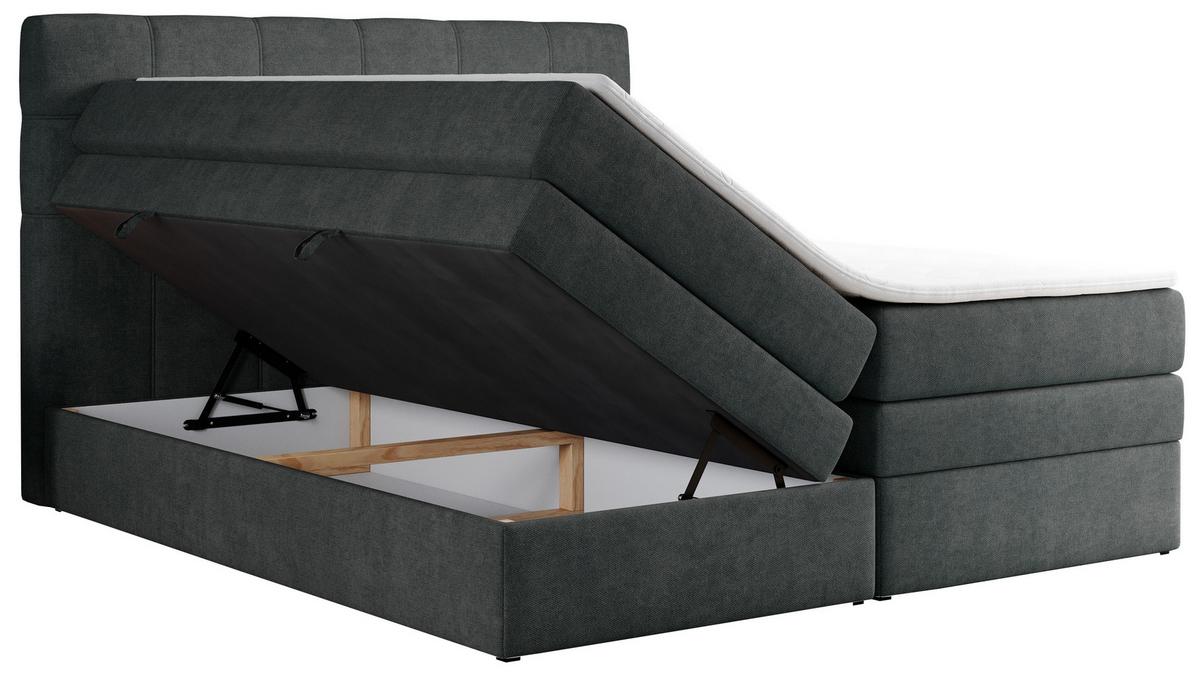 BOXSPRINGBETT ERNI KING 140/200 Dunkelgrau Struktur - H3 - Dunkelgrau, Holz/Textil (140/200cm) - MKS