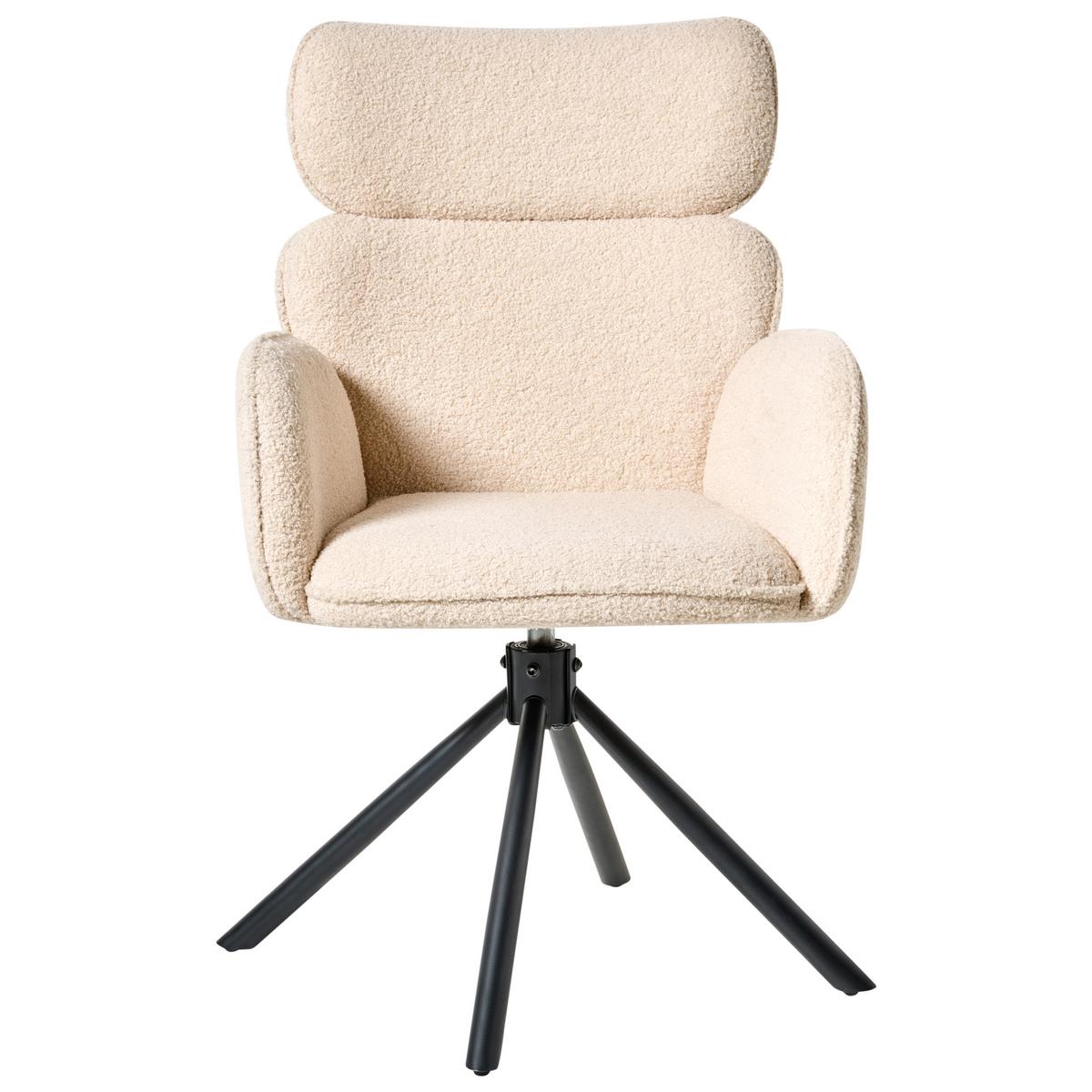 ESSZIMMERSTUHL drehbar Bouclé Hellbeige Alene - Beige, Textil (60/93/68cm) - Beliani