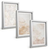 BILDER SET 3er Set - 20x30 cm Silberner Rahmen - Modische Pastelltexturen - Silberfarben, Kunststoff (20/30cm) - TULUP
