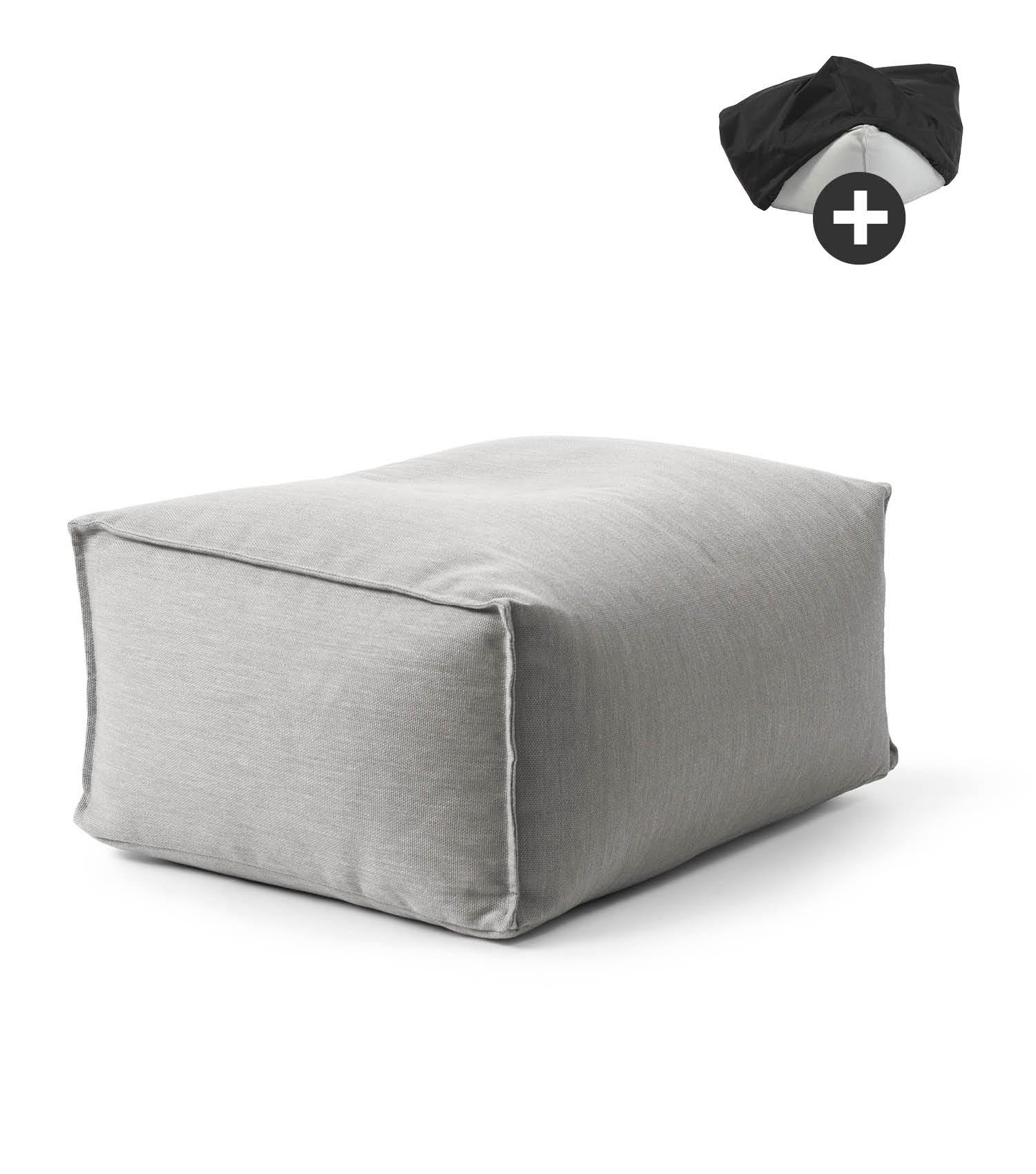 OUTDOOR POUF mit Hülle Der Ruhestifter - Hellgrau, Textil (60/35/50cm) - Mokebo