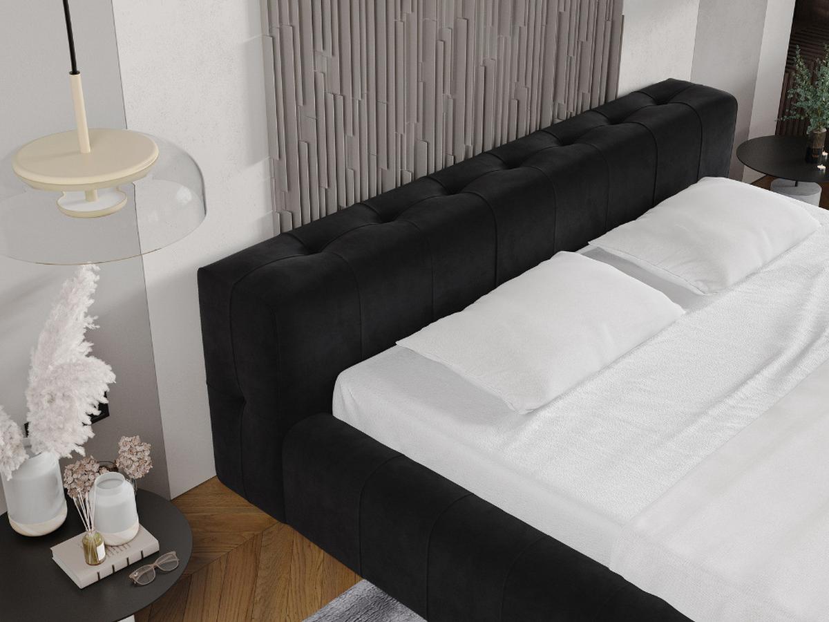 POLSTERBETT Lipari 160x200 Schwarz - Schwarz/Naturfarben, Holz/Textil (160/200cm) - Graingold