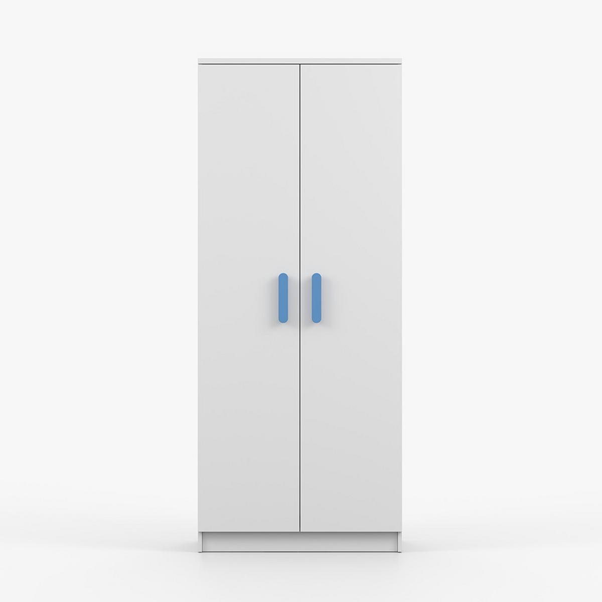DREHTÜRENSCHRANK 80/192/50 cm 2-türig Jonas I 06 Grau/Weiß + blaue Griffe - Blau/Weiß, Holz/Holzwerkstoff (80/192/50cm) - imoebel24