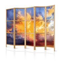 PARAVENT Japanischer 5-tlg 225x172 cm Bunte Himmel - Multicolor, Holz/Textil (225/172/3cm) - Muralo