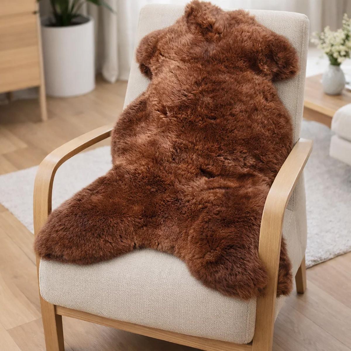 LAMMFELL Schaffell Natur Braun weich & dicht ca. 125 cm - Braun, Fell (70/125cm) - Provellus