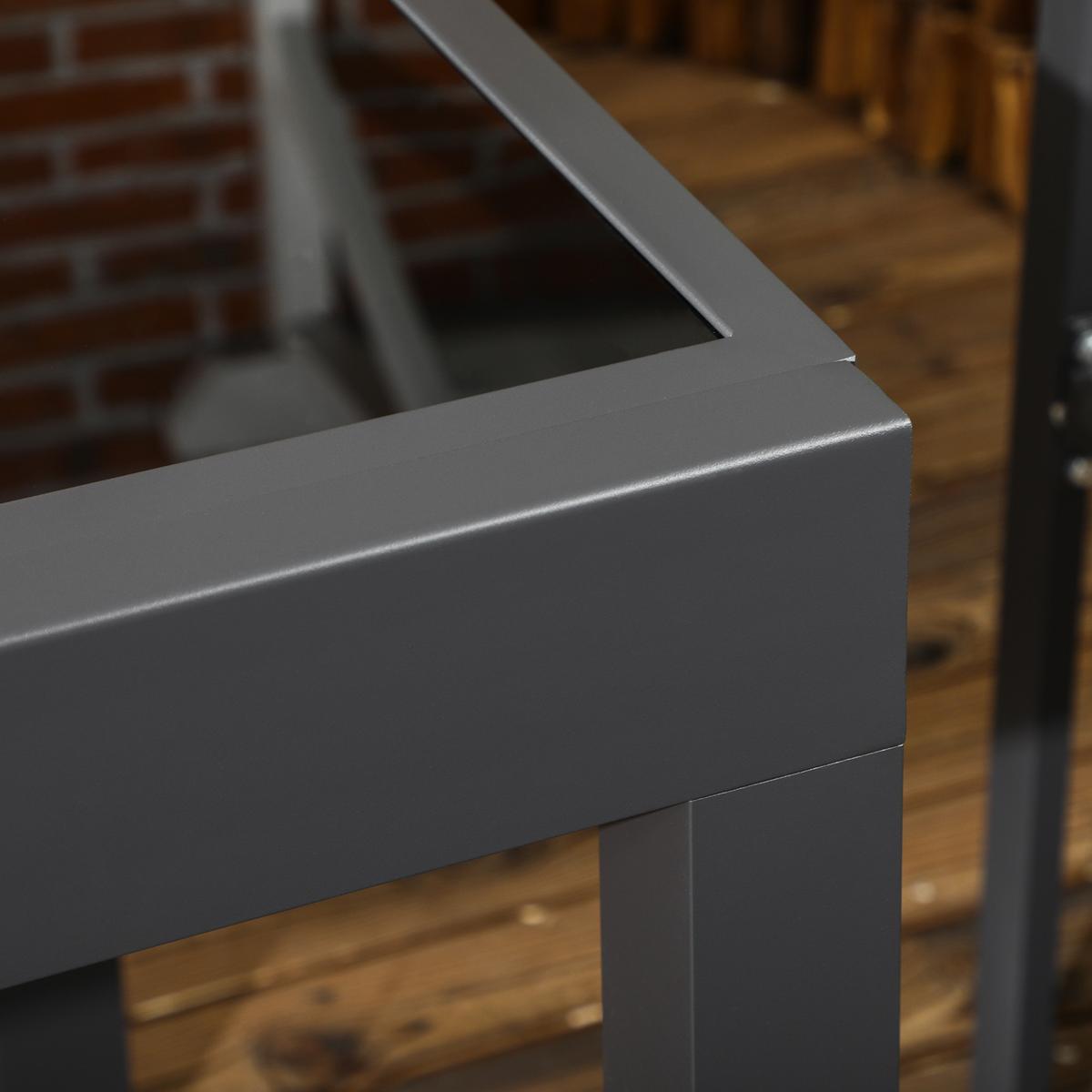 GARTENTISCH, Klappbarer Tischplatte, Balkontisch Terrassentisch, Alu, Glas, Schwarz - Schwarz, Metall (160/80/75cm) - Outsunny