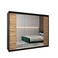 SCHWEBETÜRENSCHRANK 200/250/62 3-türig - Silberfarben/Schwarz, Holz/Kunststoff (250/200/62cm) - MÖBEL KRYSPOL