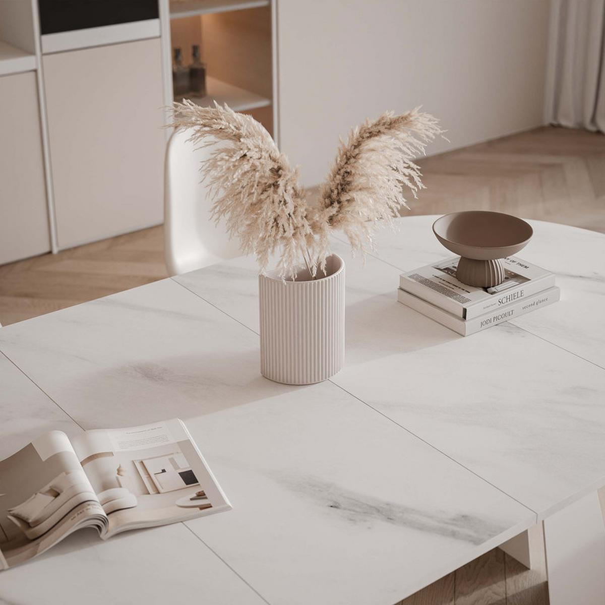 AUSZIEHTISCH FORTE 120/76 cm, Weiß / Bianco (Weiß) - Perlmutt/Weiß, Holzwerkstoff/Metall (120/120/76cm) - Idohome