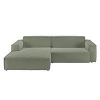 ECKSOFA SAMU Hellgrün Cord - Schwarz/Hellgrün, Textil (276/168cm) - KAWOLA