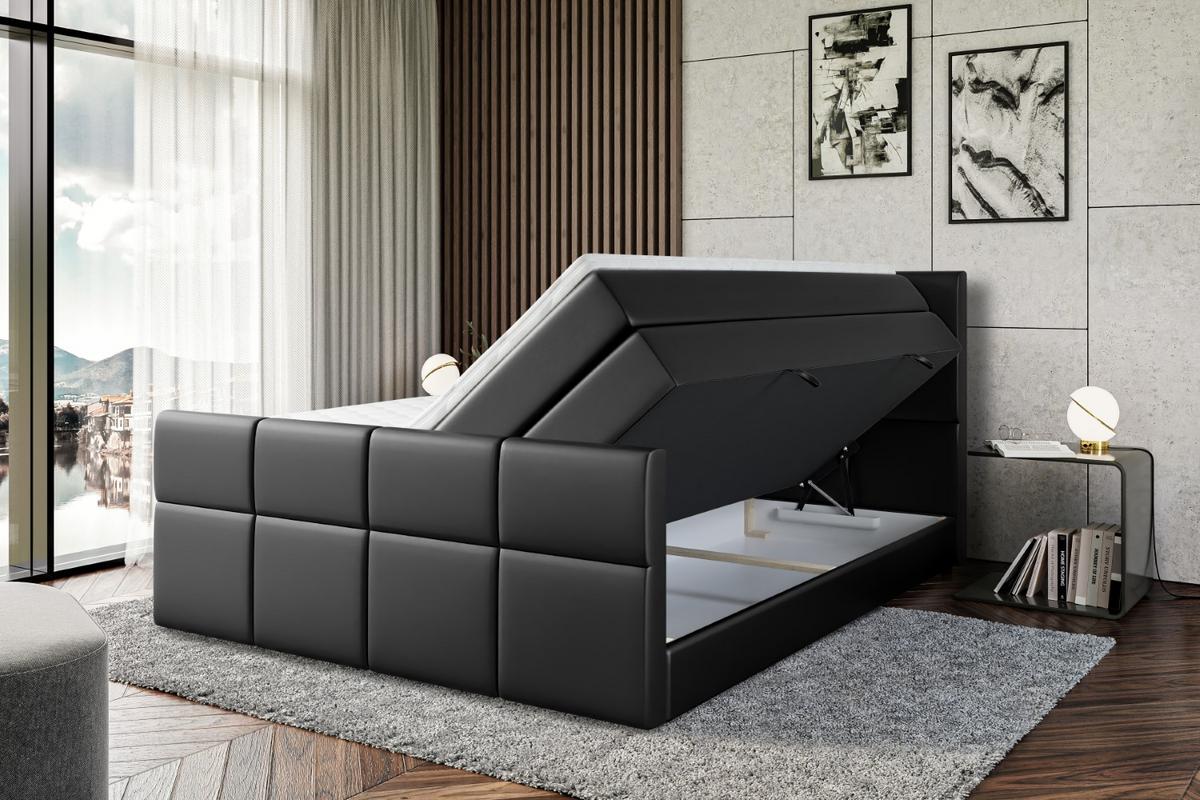 BOXSPRINGBETT ARDENI-Z KING - 120x200 - H3/H4 - Schwarz Hochglanz - Schwarz Hochglanz, Holzwerkstoff (120/200cm) - ALTDECOR