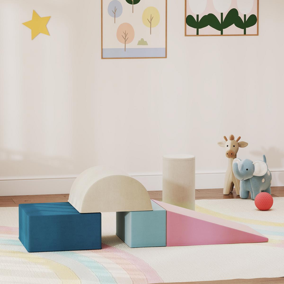 SCHAUMSTOFF-BAUSTEINE für Kinder 5er Set Samtoptik - Multicolor, Textil (40.6/61cm) - AIYAPLAY