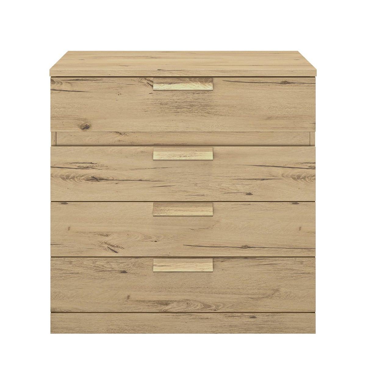 KOMMODE 4 Schubladen Cyrus - Französische Herstellung - 81/45/81 cm - Nussbaumfarben, Holzwerkstoff (45/81/45cm) - Calicosy