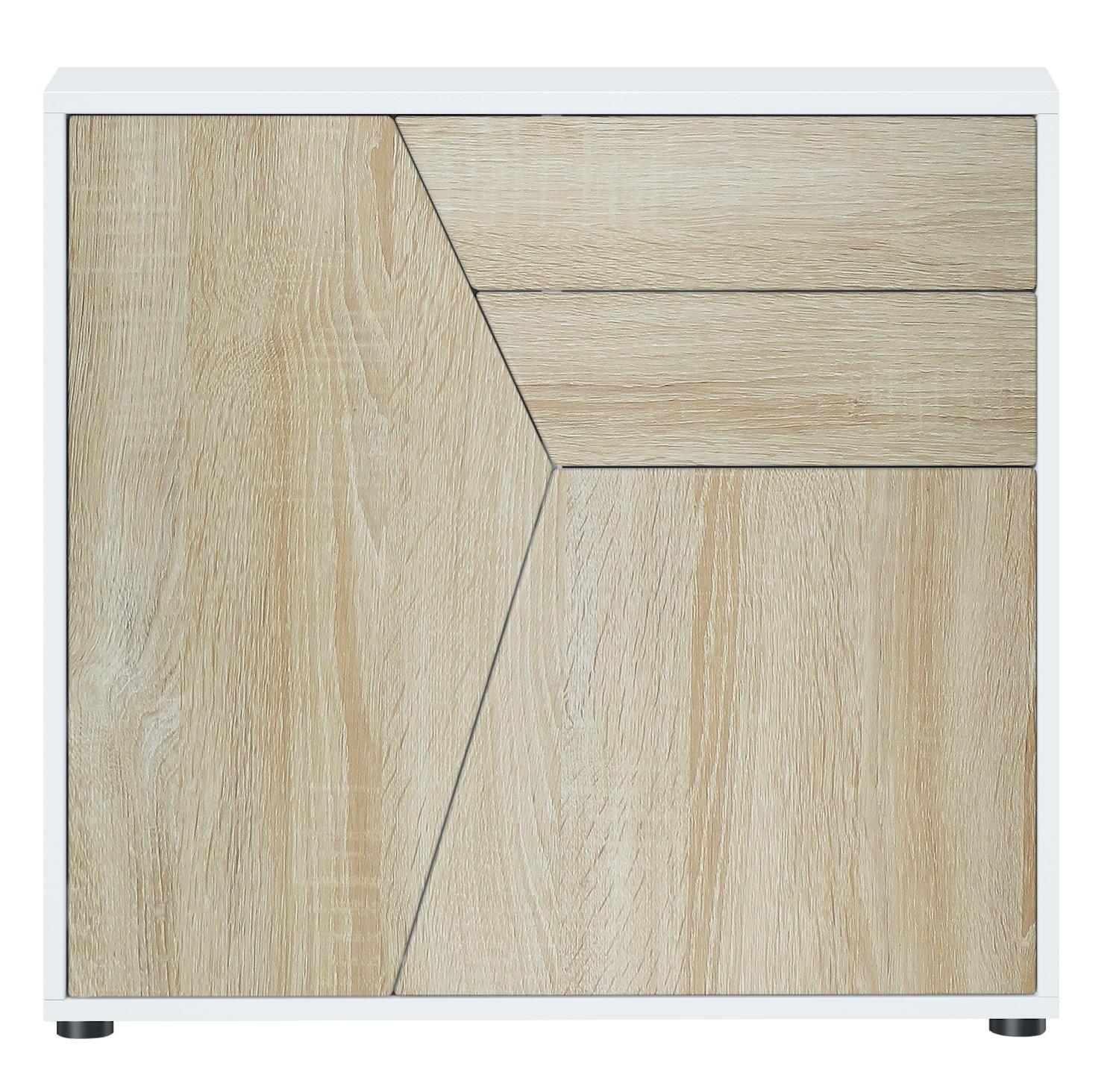 KOMMODE Benny Front in Eiche sägerau - Eiche San Remo, Holzwerkstoff (79/74/36cm) - Vladon