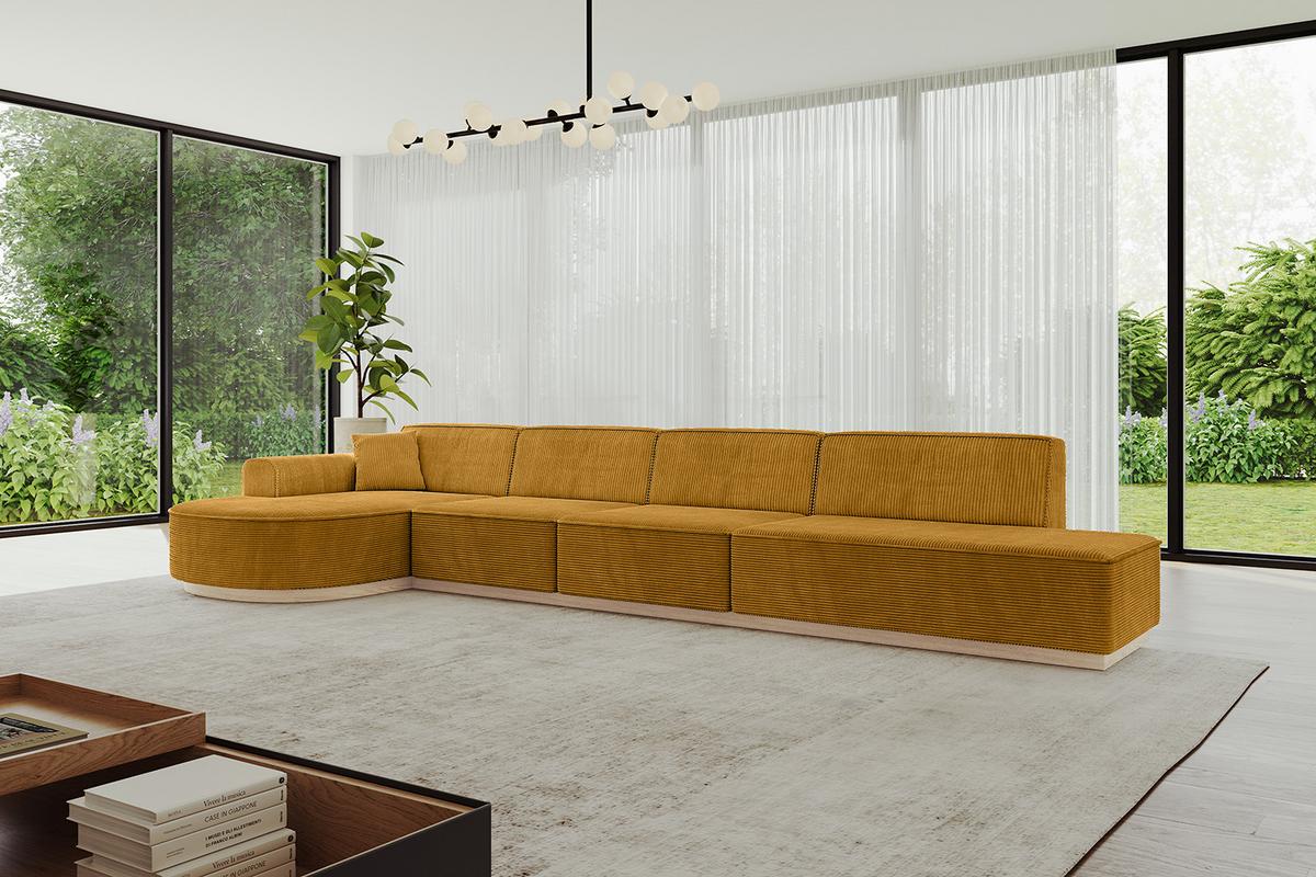 ECKSOFA Ottomane Links ARRIO-L3 - 413x171x83 cm Senfgelb - Currygelb/Gelb, Holzwerkstoff/Textil (413/171cm) - ALTDECOR