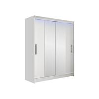 SCHWEBETÜRENSCHRANK Westa II, mit RGB LED Beleuchtung - Silberfarben/Weiß, Holzwerkstoff/Metall (150/200/58cm) - MIRJAN24