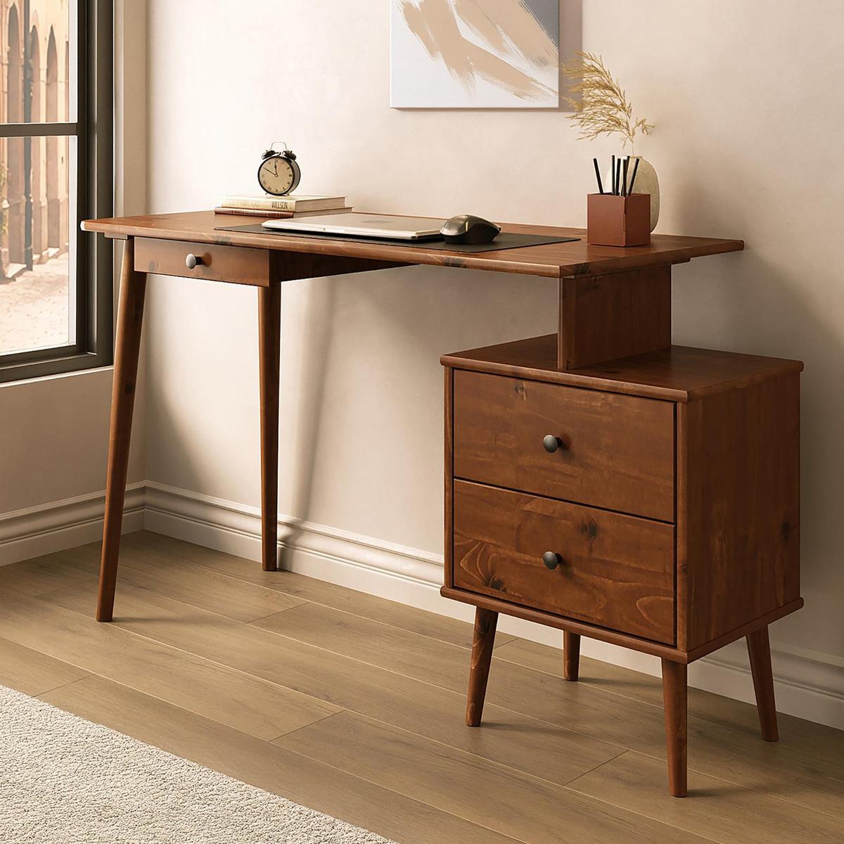SCHREIBTISCH PIERO Kastanie - Kastanienfarben, Holz (54/138/75cm) - IDIMEX