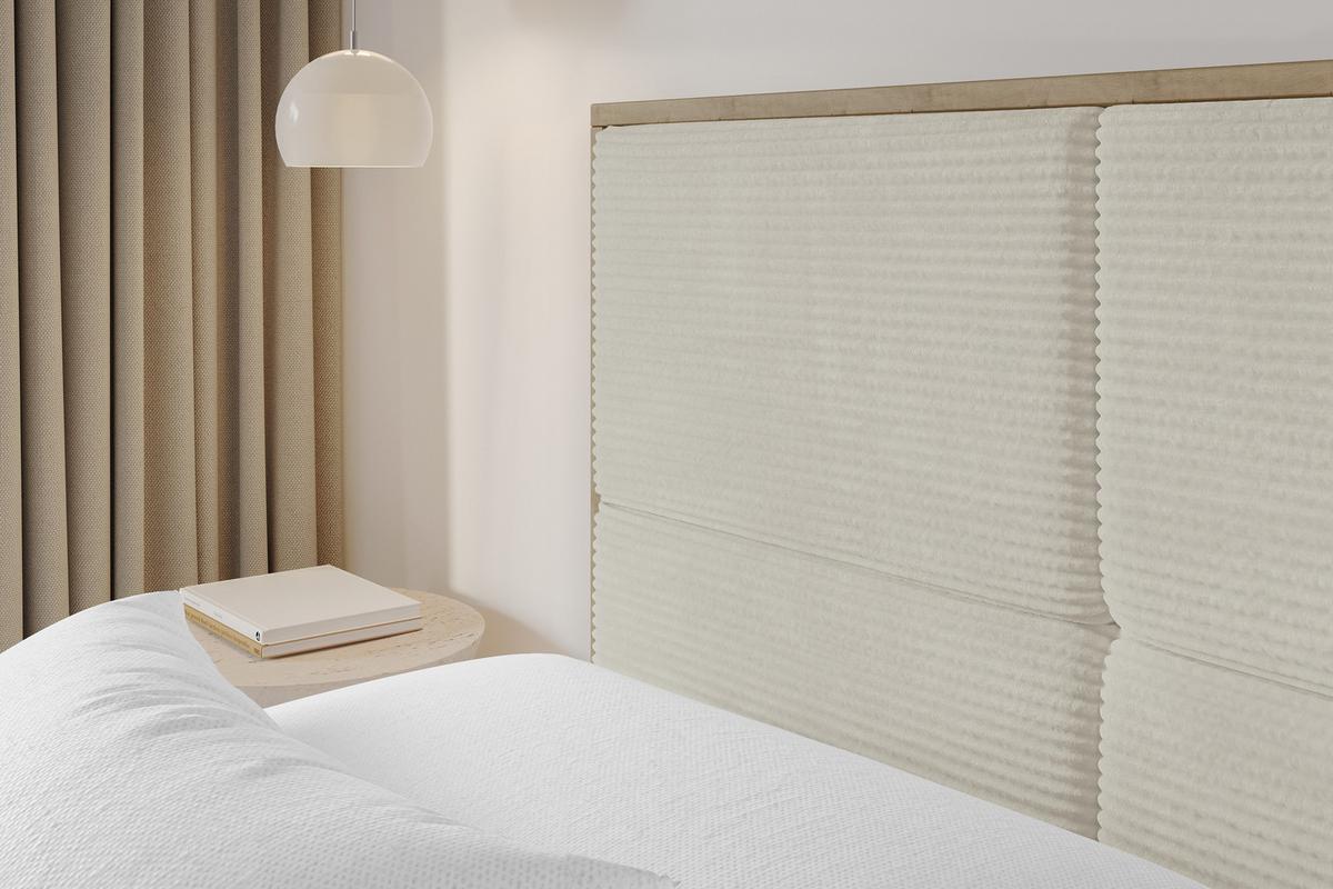 POLSTERBETT mit Bettkasten und Lattenrost, Boxbett ohne Matratze - LILA 140x200 Creme - Creme, Holzwerkstoff/Textil (140/200cm) - ALTDECOR