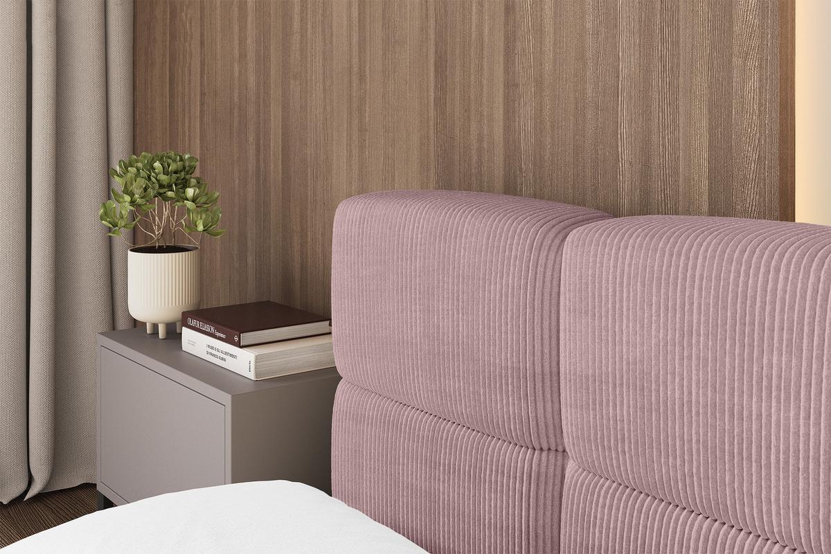 POLSTERBETT mit Bettkasten und Lattenrost, Bett mit Kopfteil, Boxbett ohne Matratze, Doppelbett mit Stauraum - NATA-v1 200x200 Rosa - Rosa, Holzwerkstoff/Textil (200/200cm) - ALTDECOR