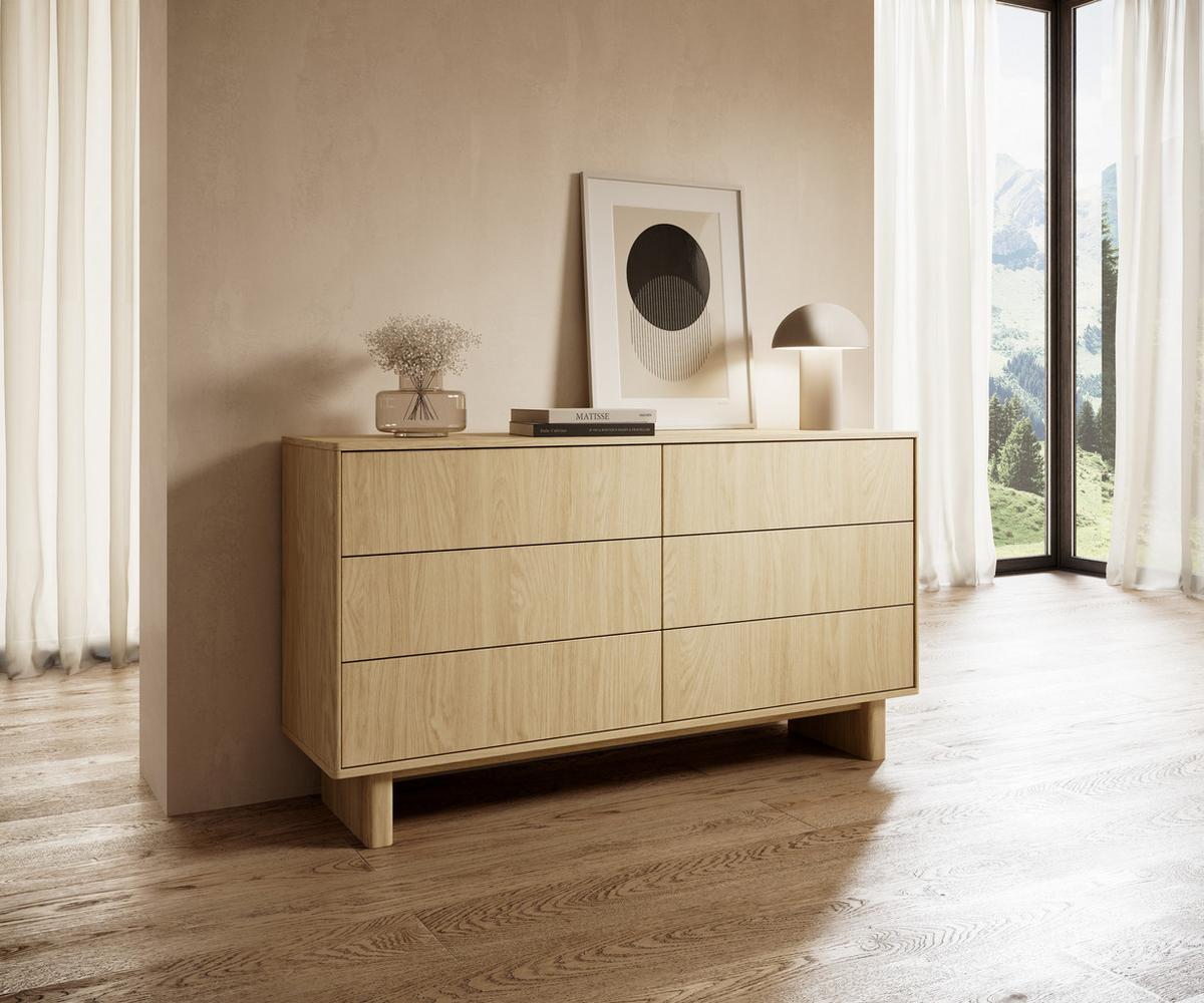 KOMMODE TRAVE 153,5/82,6/38,1cm mit 6 Schubladen Türen Eichefarben - Eichefarben, Holzwerkstoff (153.5/82.6/38.1cm) - MASSENO