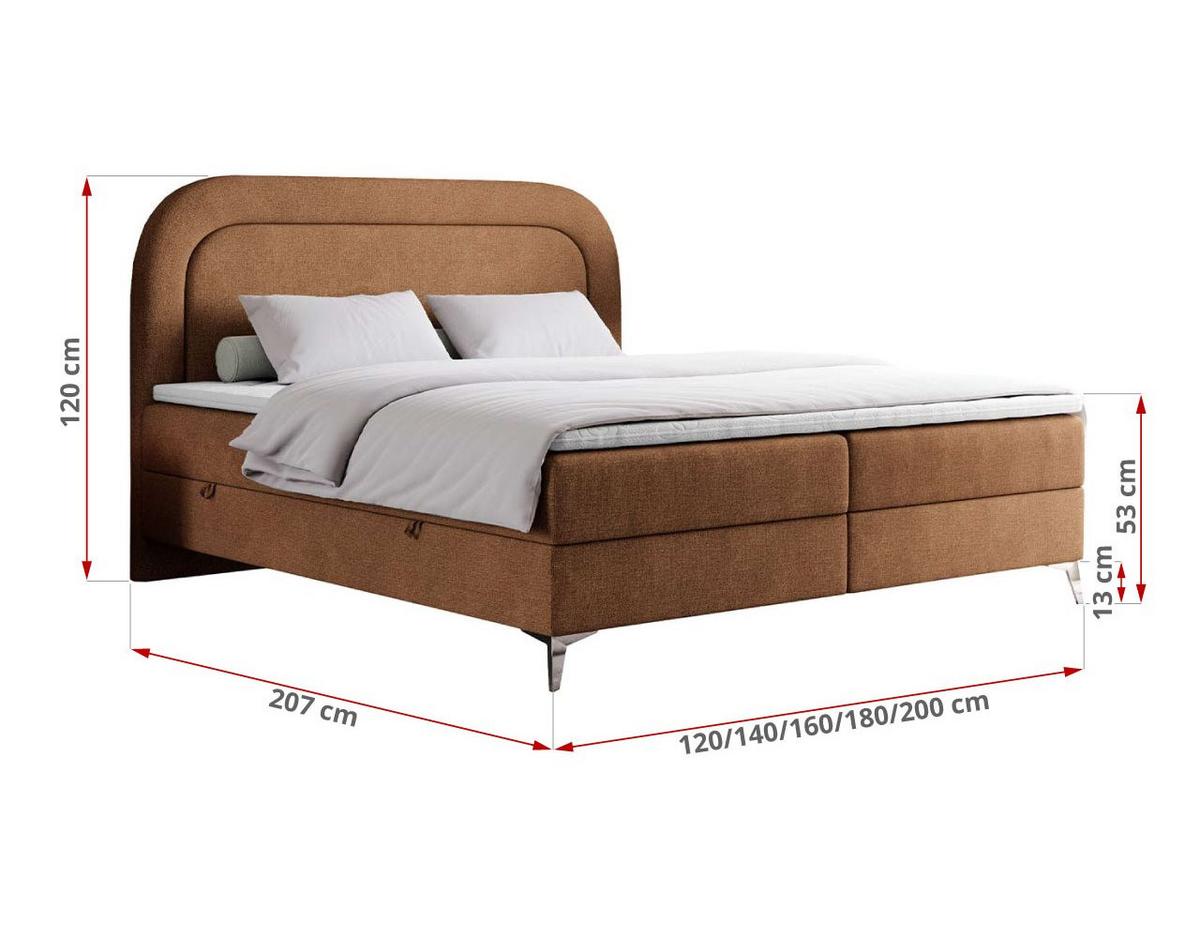 BOXBETT EIRA 180/200 Orange Struktur - H4 - Silberfarben/Orange, Holz/Textil (180/200cm) - MKS