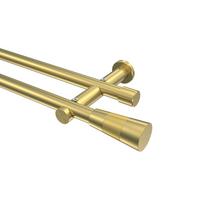GARDINENSTANGE Platon Tanara 260 cm (geteilt in 2 x 130 cm), 2-läufig (ohne Ringe), 20 mm Ø Messing-Optik - Messingfarben/Goldfarben, Metall (260cm) - INTERDECO