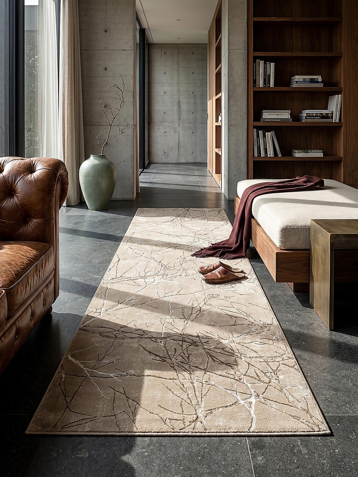 TEPPICHLÄUFER Abstrakt KAVALA Polyester Beige 80 x 300 cm - Beige, Textil (80/300cm) - KADIMA DESIGN