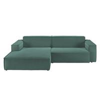 ECKSOFA SAMU Grün Cord - Schwarz/Grün, Textil (276/168cm) - KAWOLA