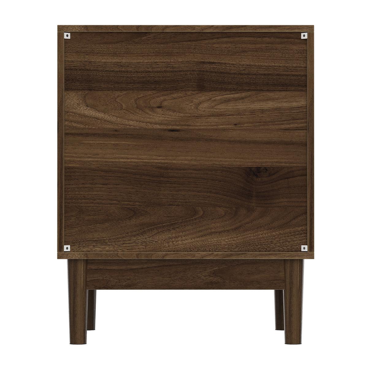 NACHTTISCH in walnuss-optik mit latten-design, 2 schubladen und massivholzbeinen - Walnussfarben, Holzwerkstoff (45/56.5/39cm) - Urban Meuble