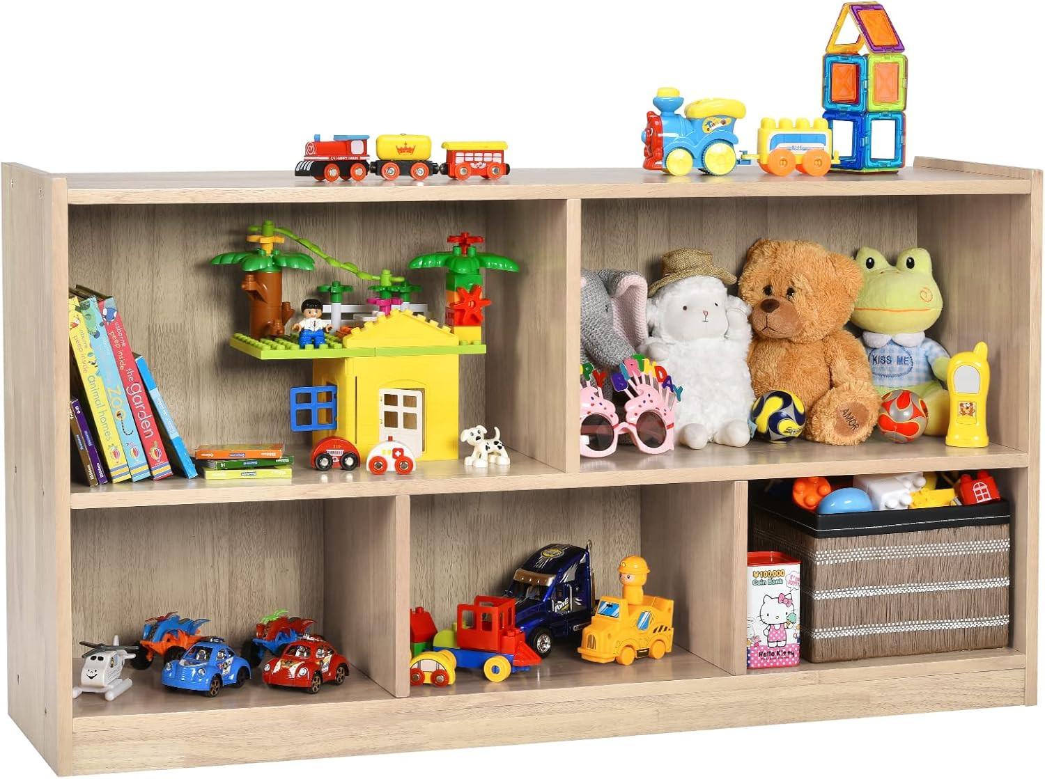SPIELZEUGSCHRANK Kinder Holz - Apfelbaumfarben, Holz (111/62/30cm) - COSTWAY