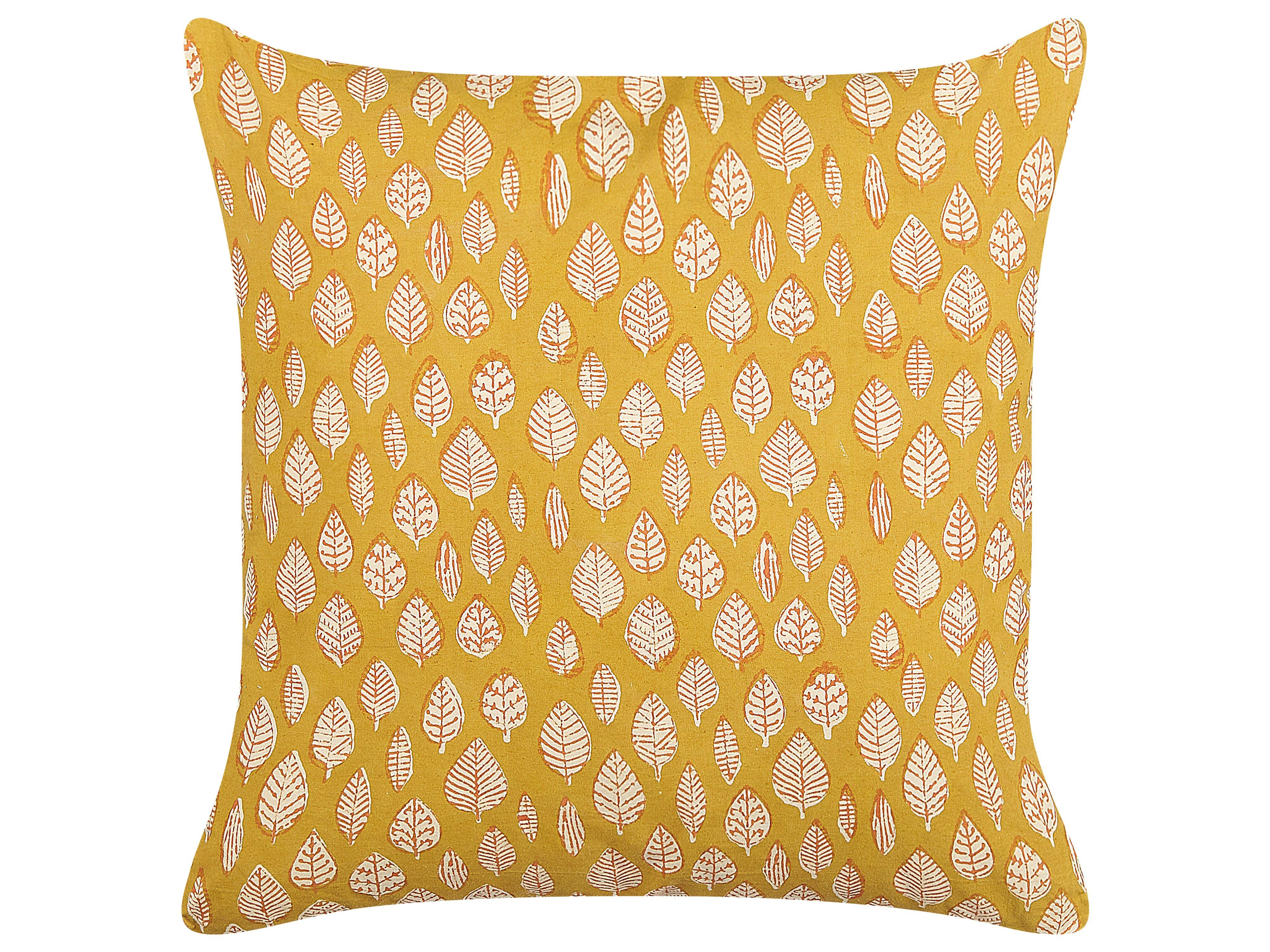 DEKOKISSEN Senfgelb 45/45 cm Ginnala - Dunkelgelb, Naturmaterialien/Textil (45/45cm) - Beliani