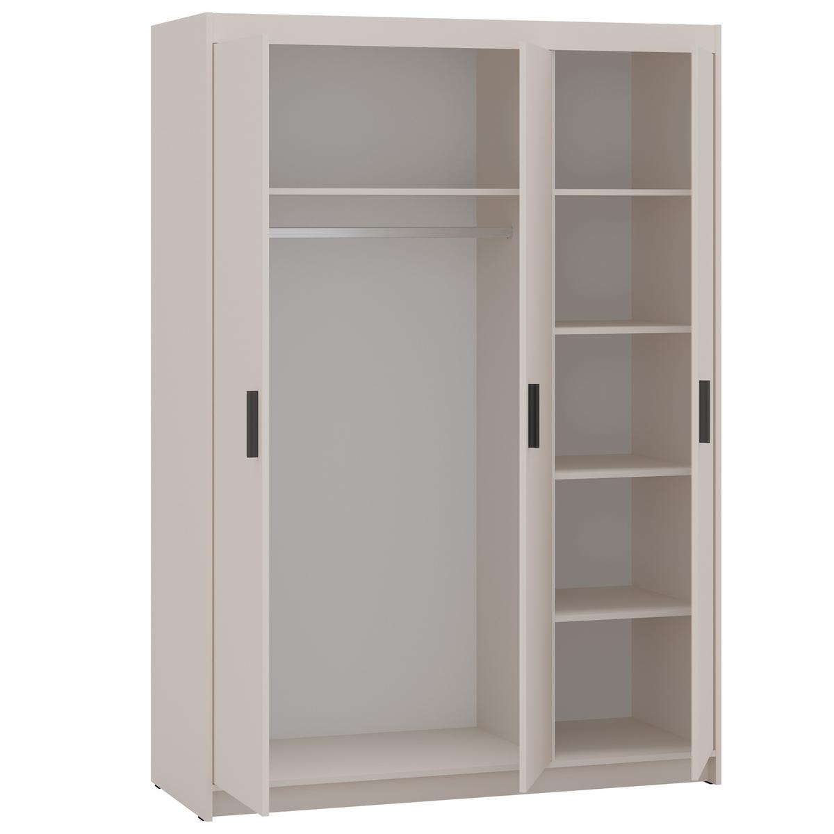 DREHTÜRENSCHRANK Elena mit 3 Türen, ohne Spiegel, Sandbeige - Sandfarben, Holzwerkstoff (130/190/53cm) - Beautysofa