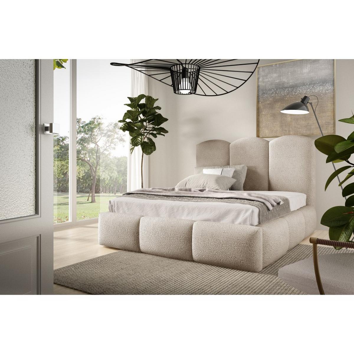 POLSTERBETT Bero, 200x200, Bouclé-Stoff, Beige - Beige, Textil (200/200cm) - Beautysofa
