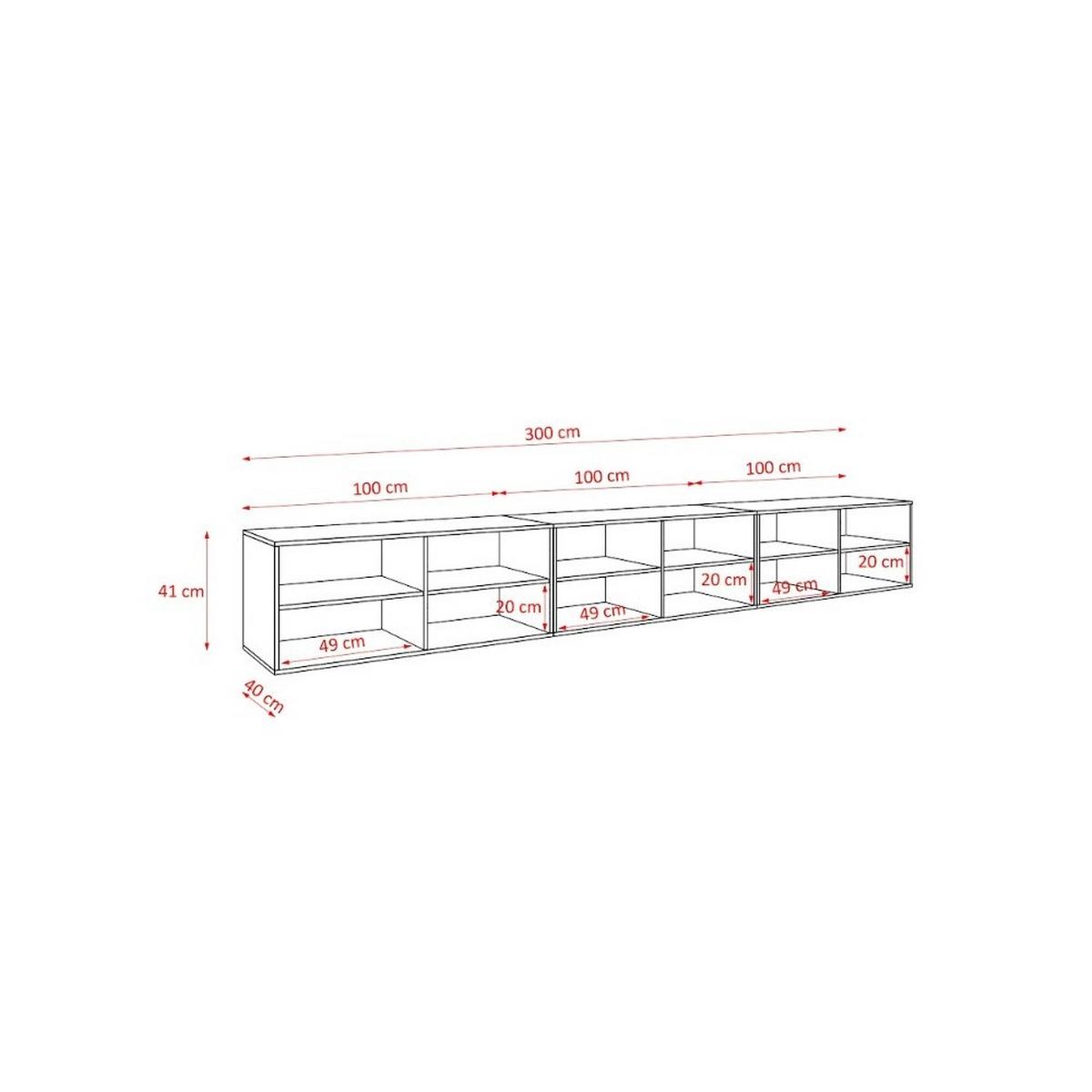 LOWBOARD ROVA 300/41/40 cm, Hängender TV-Schrank Anthrazit / Weiß - Anthrazit/Weiß, Holzwerkstoff (300/41/40cm) - MASSENO