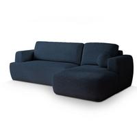 ECKSOFA SENTI N R-S Blau Boucle-Stoff mit Schlaffunktion - Blau/Schwarz, Holz/Kunststoff (246/148cm) - MASSENO