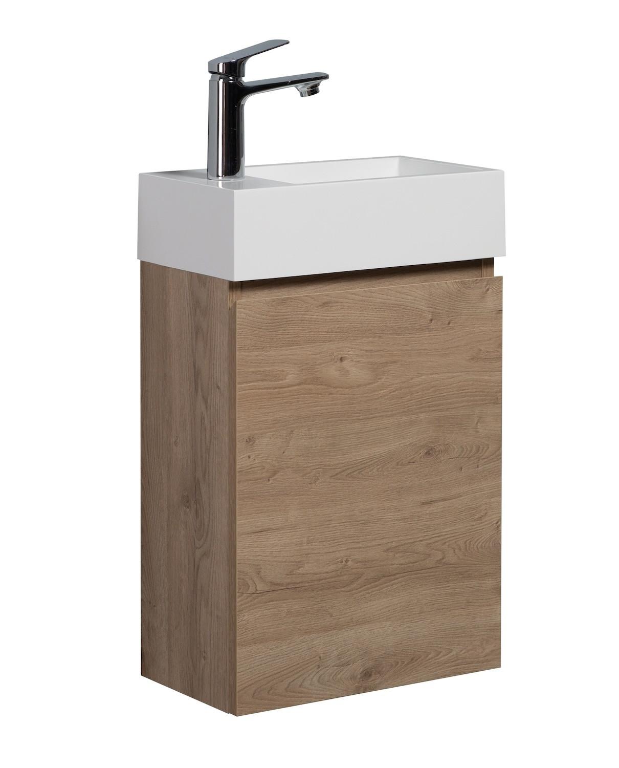 GÄSTE-WC-MÖBELSET Angela 2 Teile Kastanien Eiche - 40 x 22 x 64 cm - Kastanienfarben/Eichefarben, Holz (40/52/22cm) - Badplaats