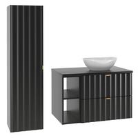 BADMÖBEL 80.6cm Lexa 2er-Set Schwarz - Schwarz, Holzwerkstoff (80.6/52.2/46.5cm) - Petits-meubles