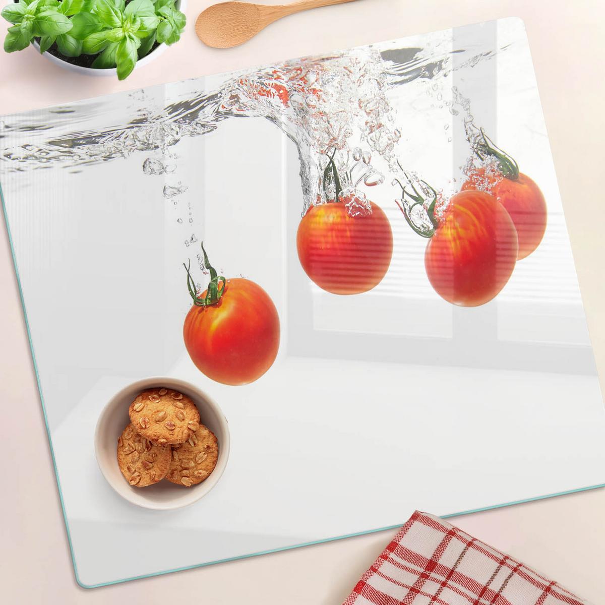 GLASPLATTE 60x52 cm Tomaten unter Wasser - Rot, Glas (60/0.4/52cm) - TULUP