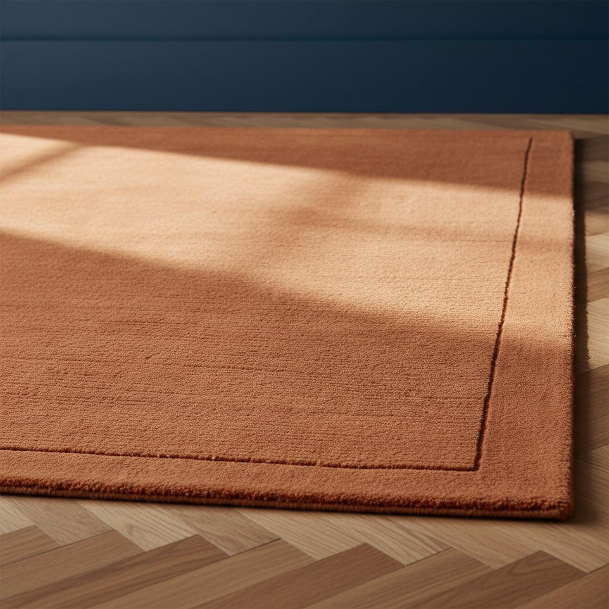 WOLLTEPPICH handgewebt STOW, mit Bordüre, Terrakotta, 120 x 170 cm - Orange, Textil (170/120cm) - KADIMA DESIGN