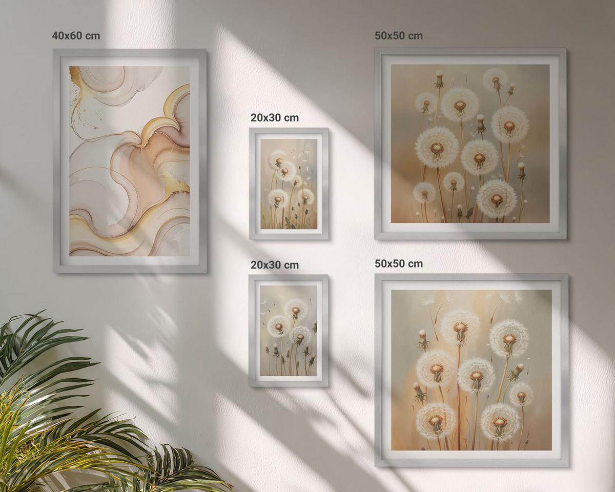 BILDER SET 5er Set - 50x50 cm & 20x30 cm & 40x60 cm Silberner Rahmen - Zitronenblüten am Meer - Silberfarben, Kunststoff (40/60cm) - TULUP