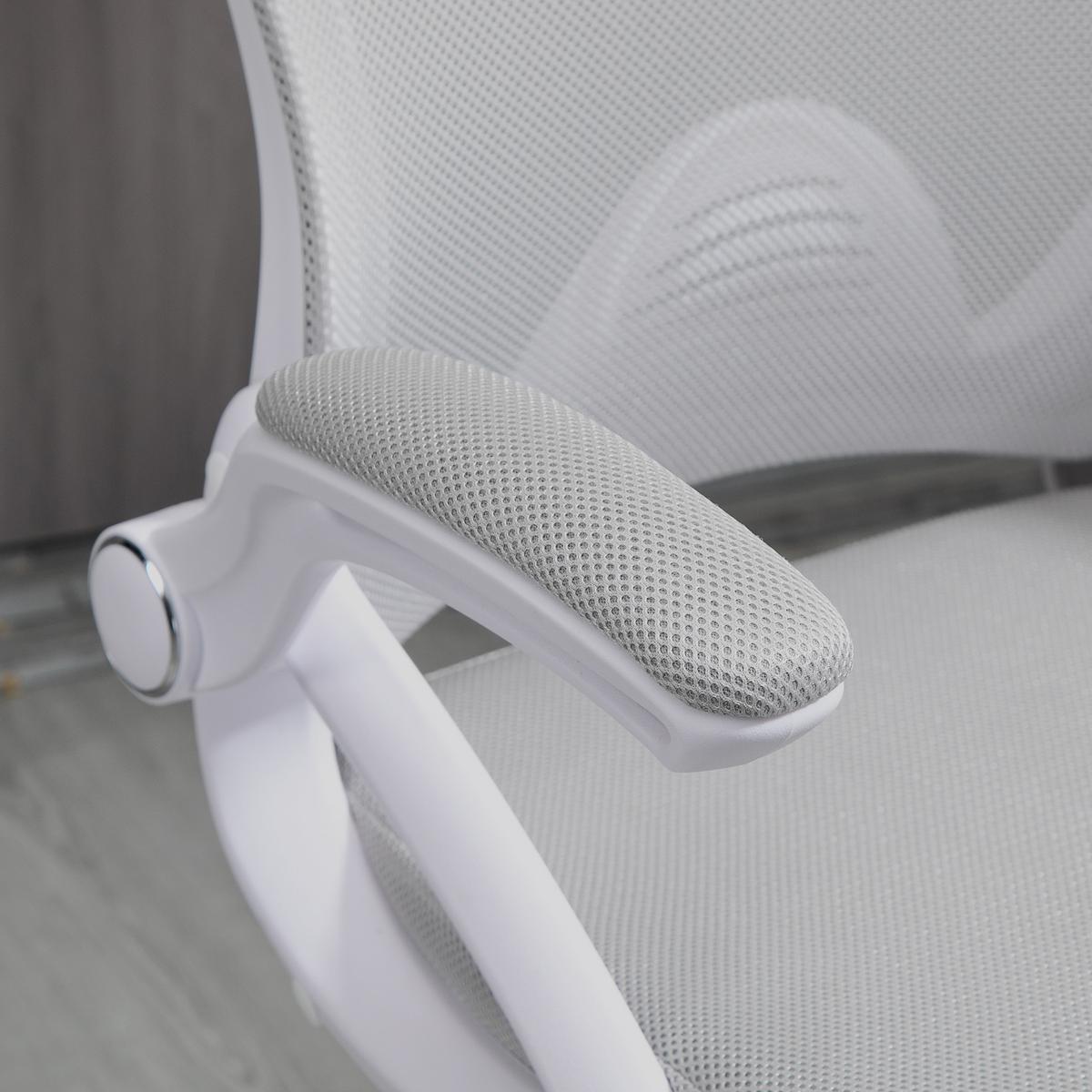 BÜROSTUHL Ergonomischer Schreibtischstuhl mit Hochklappbaren Armlehnen Netz - Hellgrau, Kunststoff (60/126/64cm) - Vinsetto