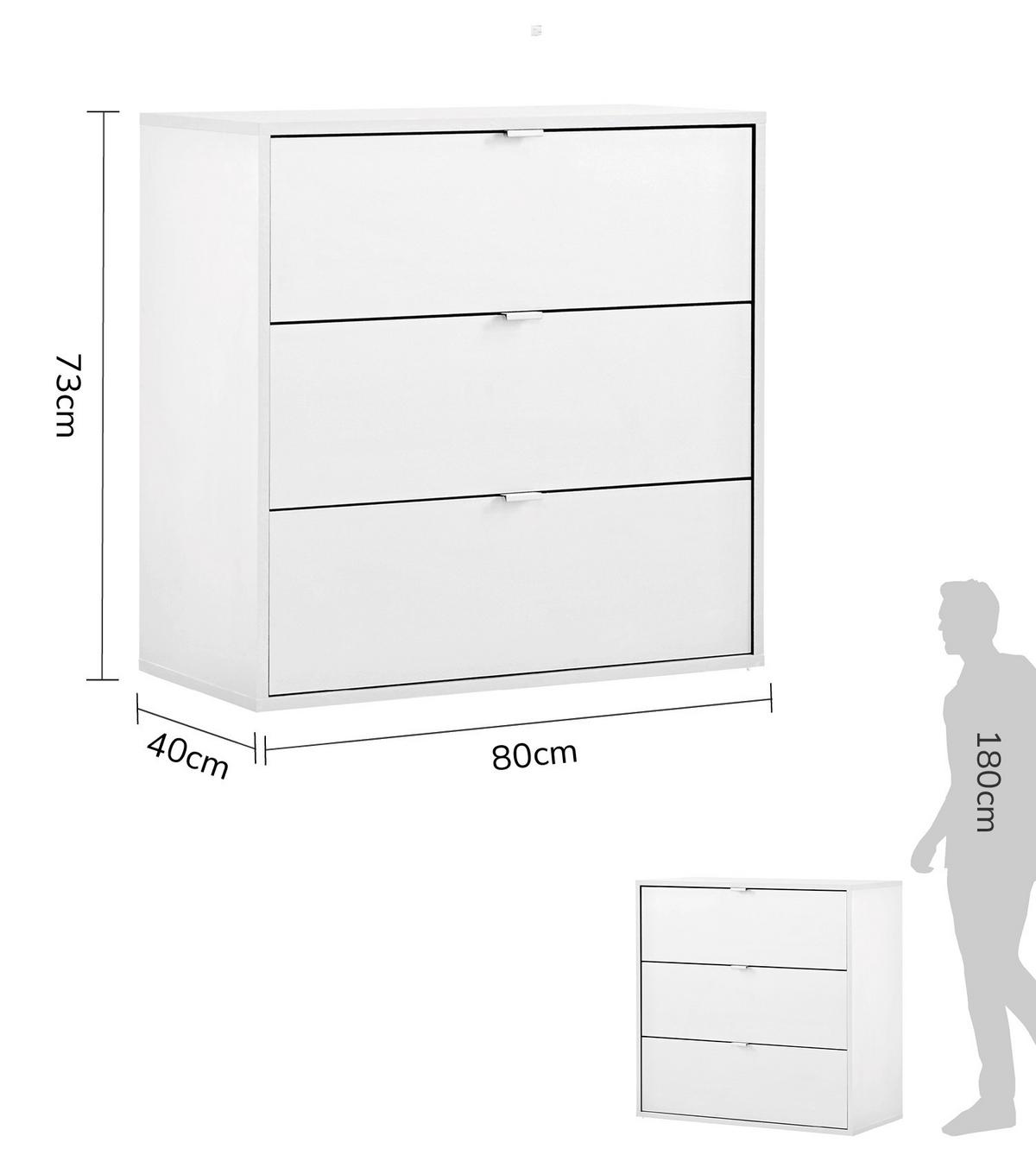 KOMMODE Die Stilvolle - Weiß, Holzwerkstoff (80/73/40cm) - Mokebo