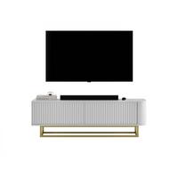 TV-LOWBOARD Aurora in Weiß matt 140 cm mit goldenem Metallrahmen - Schwarz/Weiß, Holzwerkstoff/Metall (140/44/35cm) - Meble Lindner