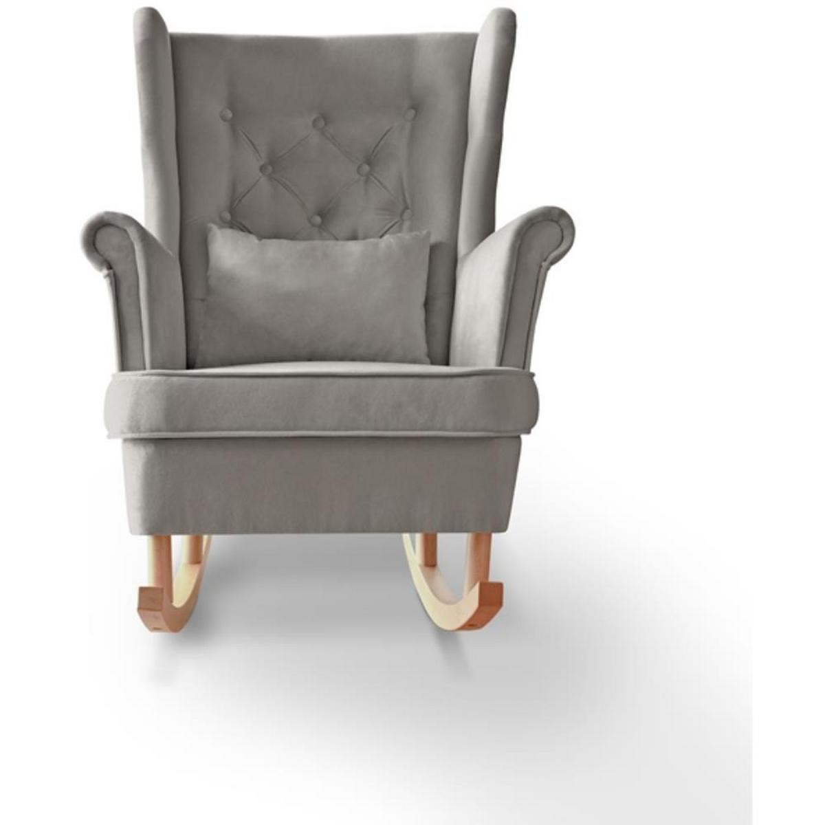 SCHAUKELSTUHL Fabio beige mit Buchenbeinen - Beige/Buchefarben, Textil (82/103/108cm) - Beautysofa