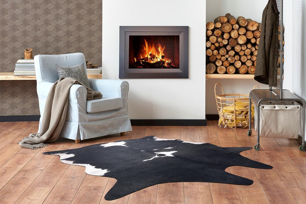 TEPPICH Künstliches Rindsleder 180/220 cm - Schwarz, Textil (180/220cm) - rugsX