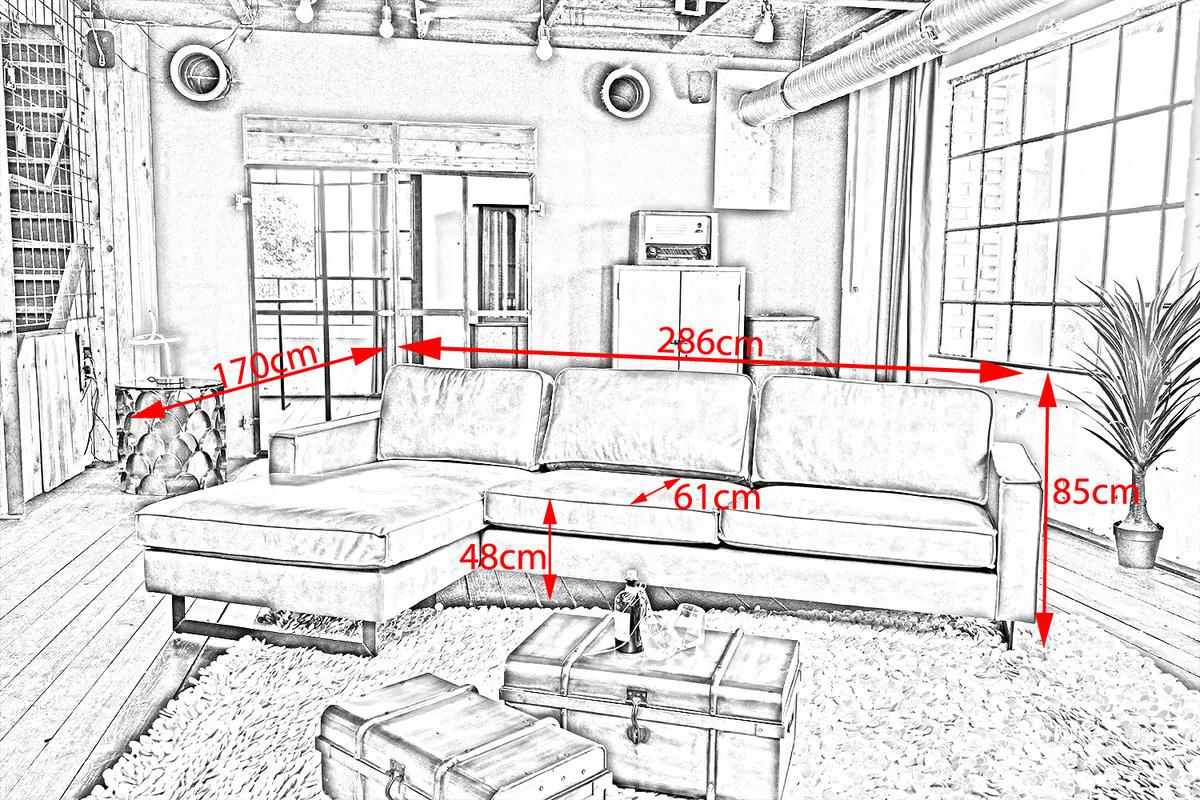 ECKSOFA VILNIUS Anthrazit Lederfaserstoff - Anthrazit/Schwarz, Leder/Metall (286/170cm) - KAWOLA