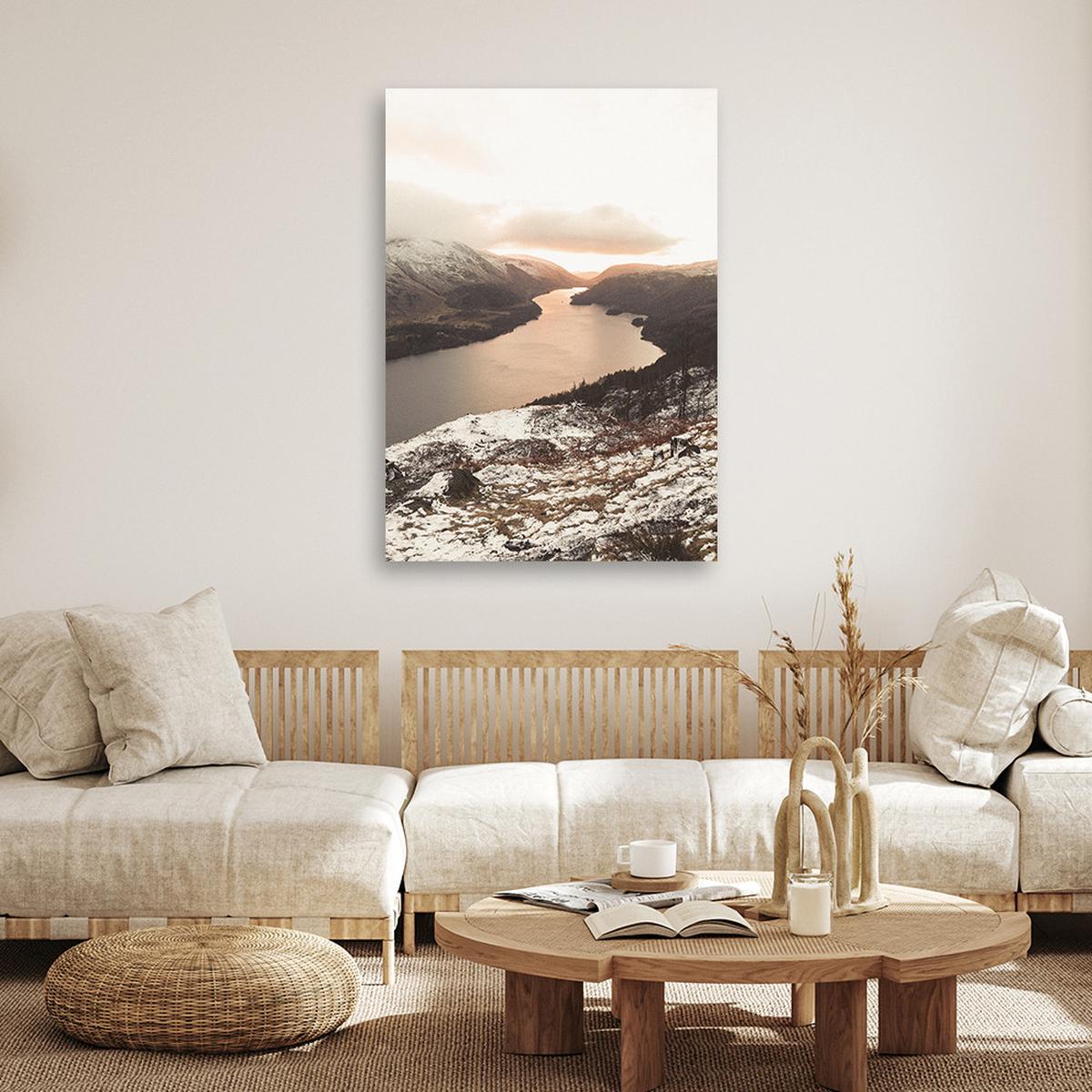 WANDBILD wald am fluss - Beige, Textil (40/60cm) - Feeby