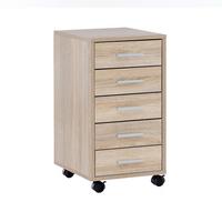 ROLLCONTAINER Holz 5 Schubladen Schmal Mit Rollen, Sonoma 33x38x63 cm - Schwarz/Braun, Kunststoff (33/63/38cm) - KADIMA DESIGN