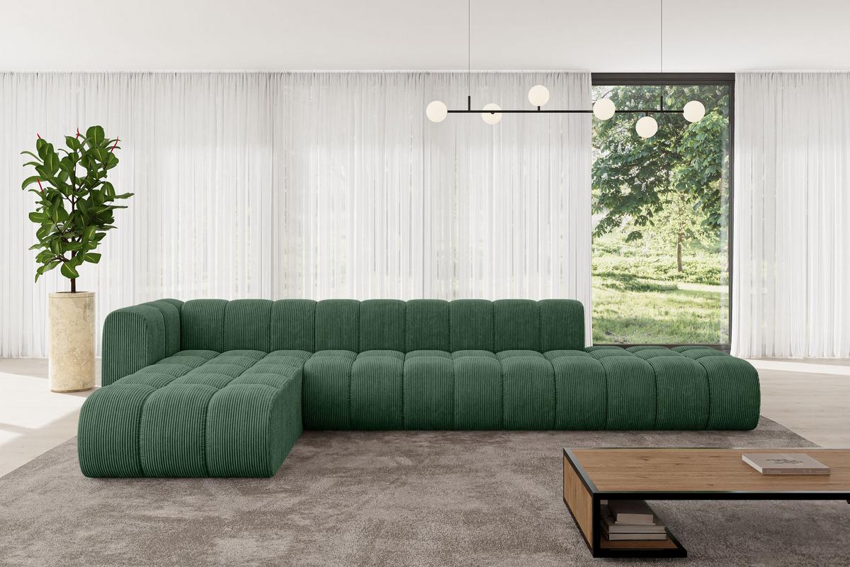 ECKSOFA modulares Sofa Zuvon-L2 - 387x177x70 cm Grün - Grün, Holzwerkstoff/Textil (387/177cm) - ALTDECOR