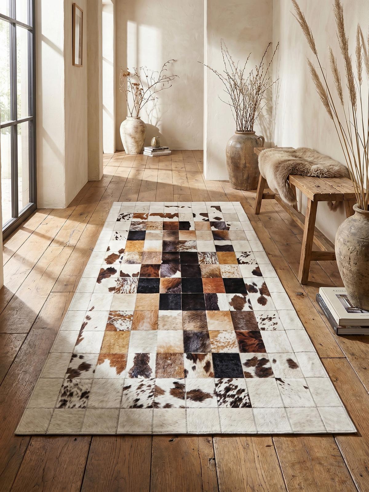 TEPPICH Flachgewebe Waschbar PIZOL in Weiß, im Patchwork-Stil, 140 x 200 cm - Weiß, Textil (200/140cm) - KADIMA DESIGN