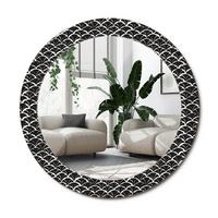 SPIEGEL Rund Ø 70 cm mit Aufdruck - Schwarz, Glas (70/70/0.4cm) - Wallfluent
