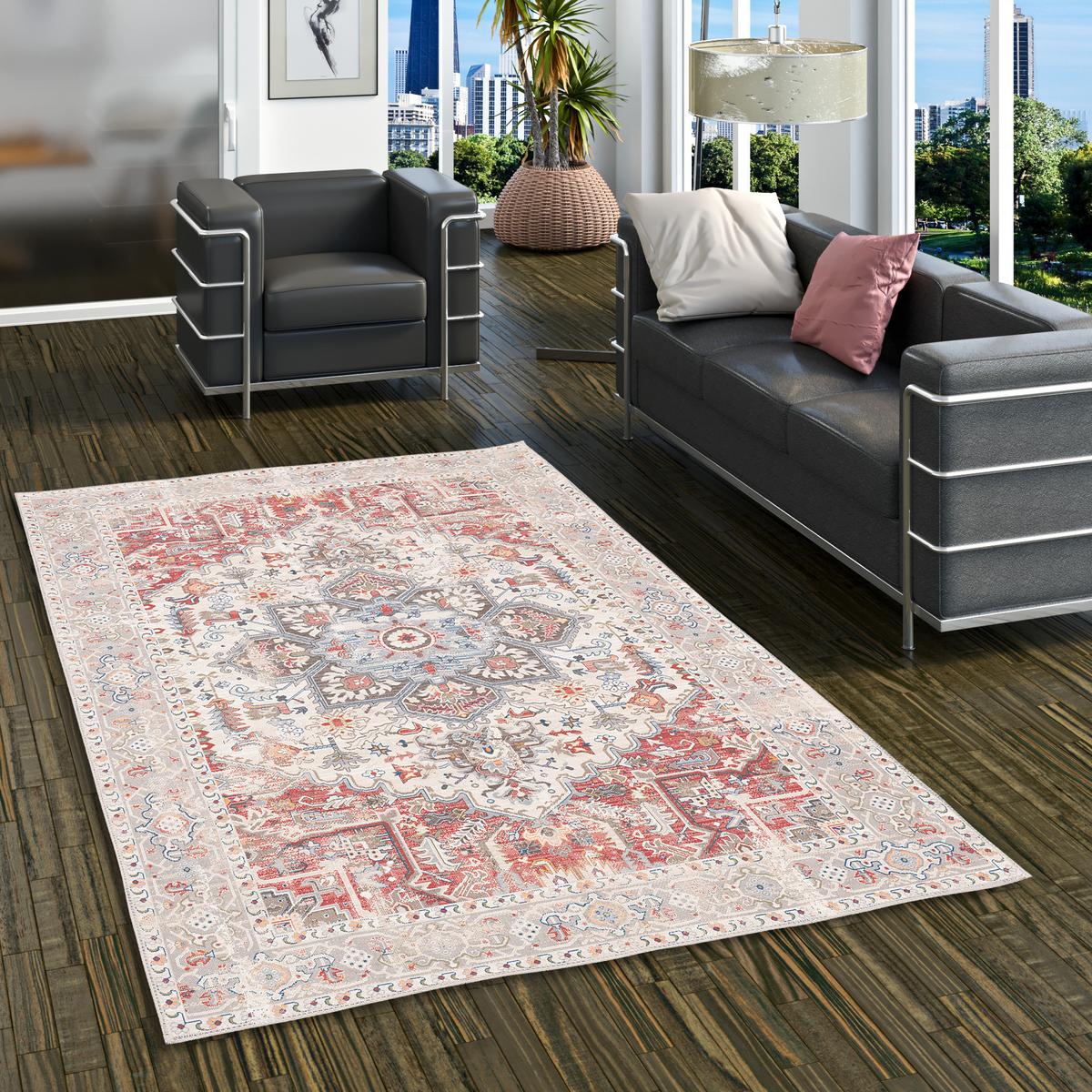 VINTAGE DESIGNERTEPPICH FINESSE ORIENT KESHAN - Rot/Creme, Textil (80/150cm) - Pergamon